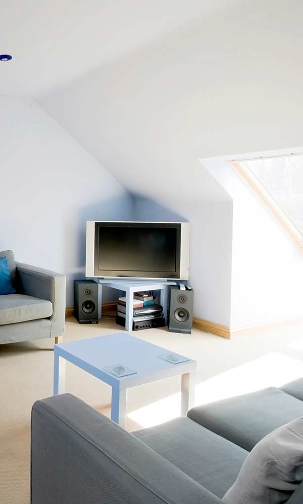 A loft converted into a living room